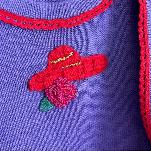 2/25 Storybook Knits Red Hat Society Women’s Large Sweater Set Purple 2pc Cardi - Picture 6 of 6